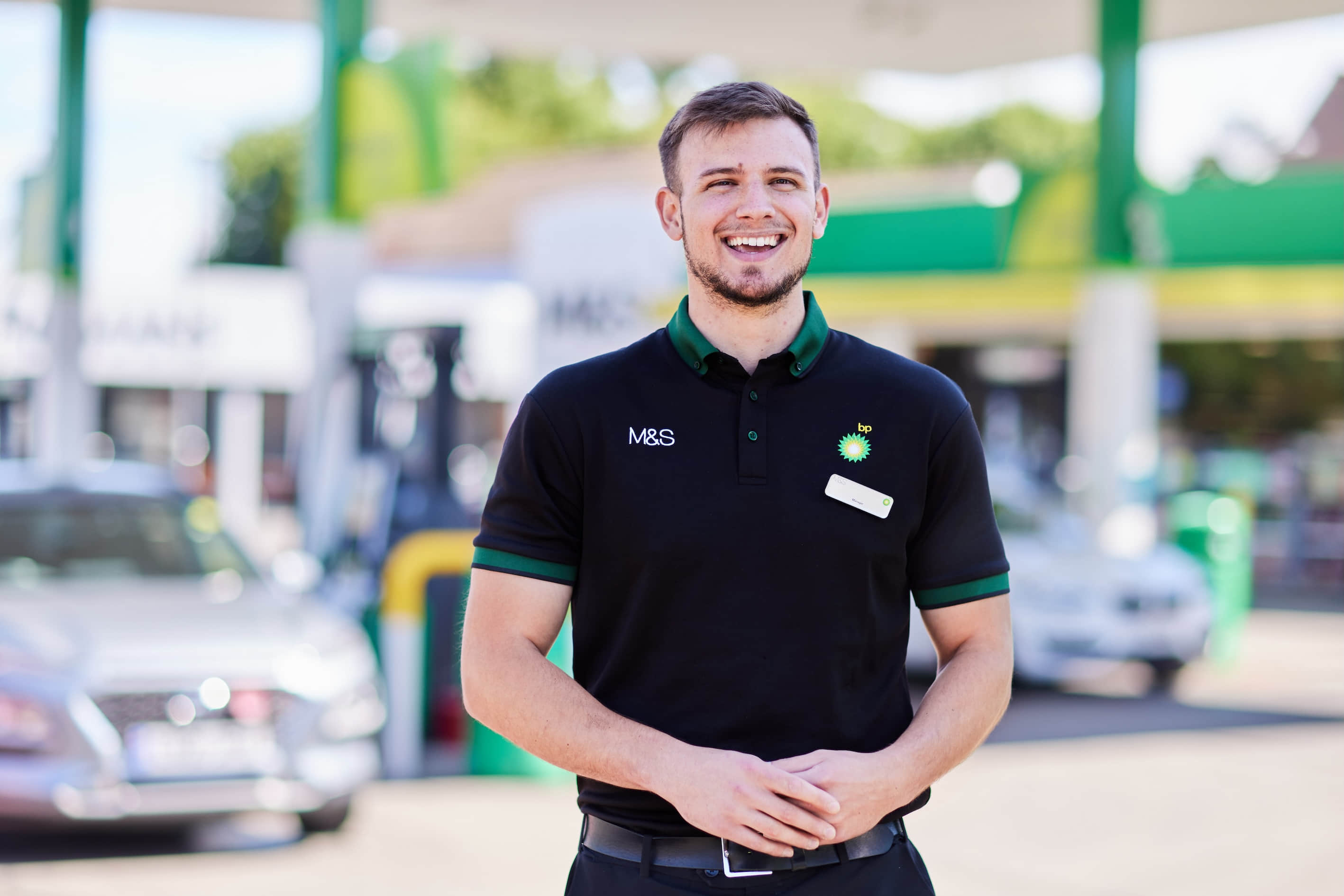 man smiling outside