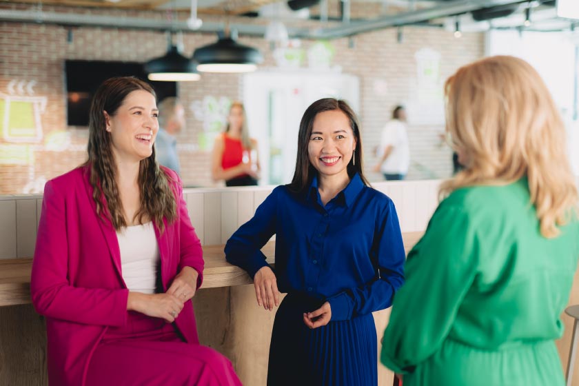 women talking in the office