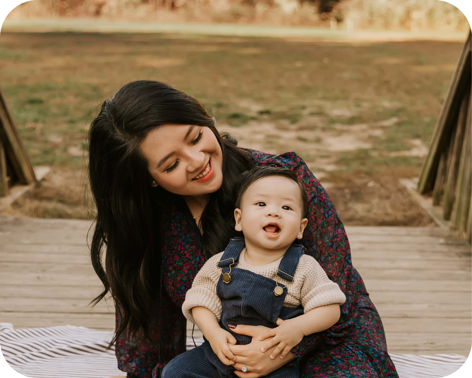 mother with child outside